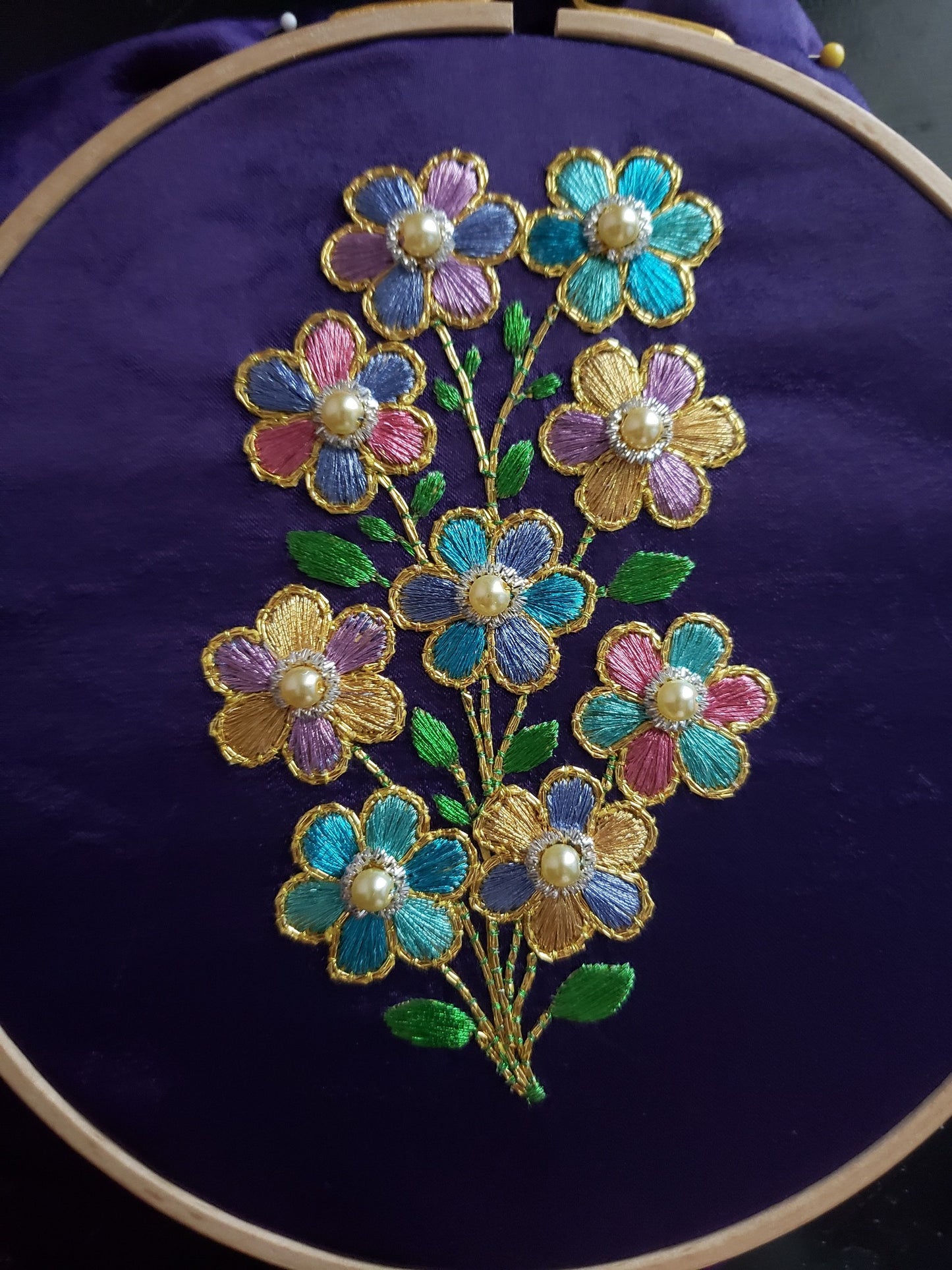 Flower Cluster goldwork embroidery kit