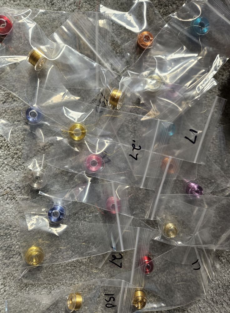 Sample Kits on bobbins – Gold, Silver and Copper Leaf Passing Threads