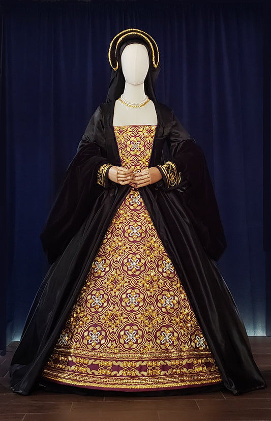 Hand Embroidered Tyrian Purple Bodice Front and Underskirt Panel