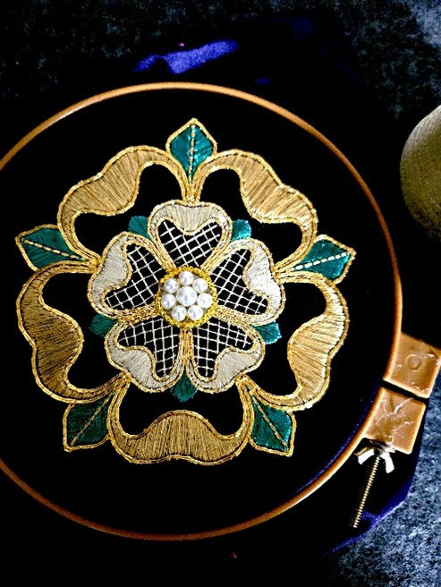 Tudor Rose goldwork embroidery kit #2 Polychrome