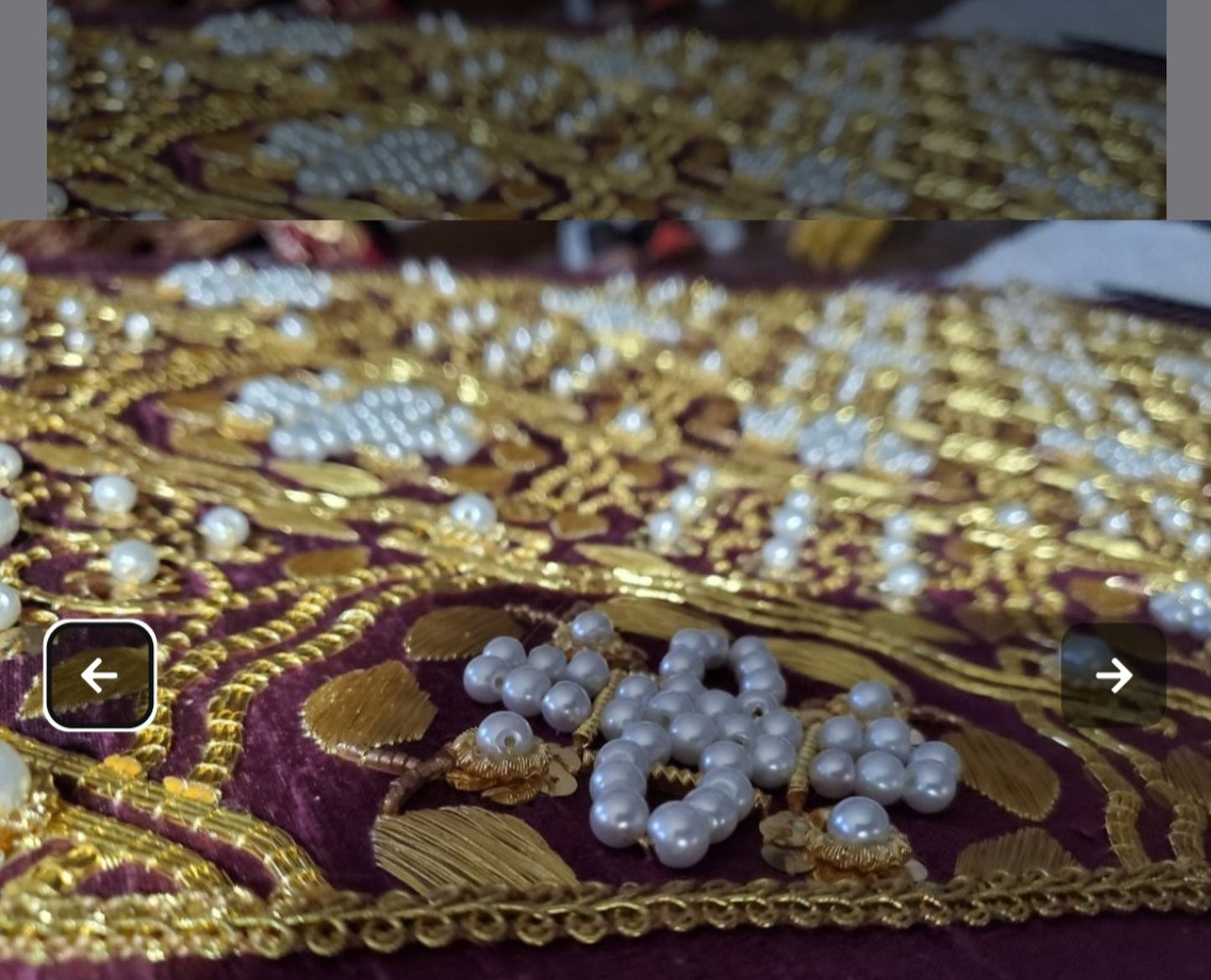 Hand Embroidered Tyrian Purple Bodice Front and Underskirt Panel