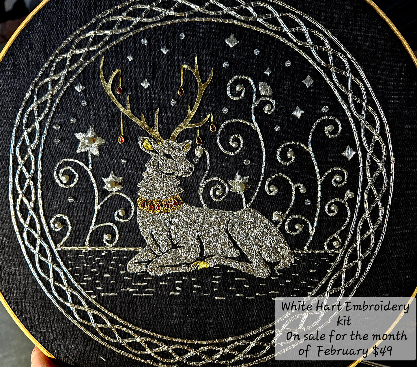 White Hart silverwork embroidery kit