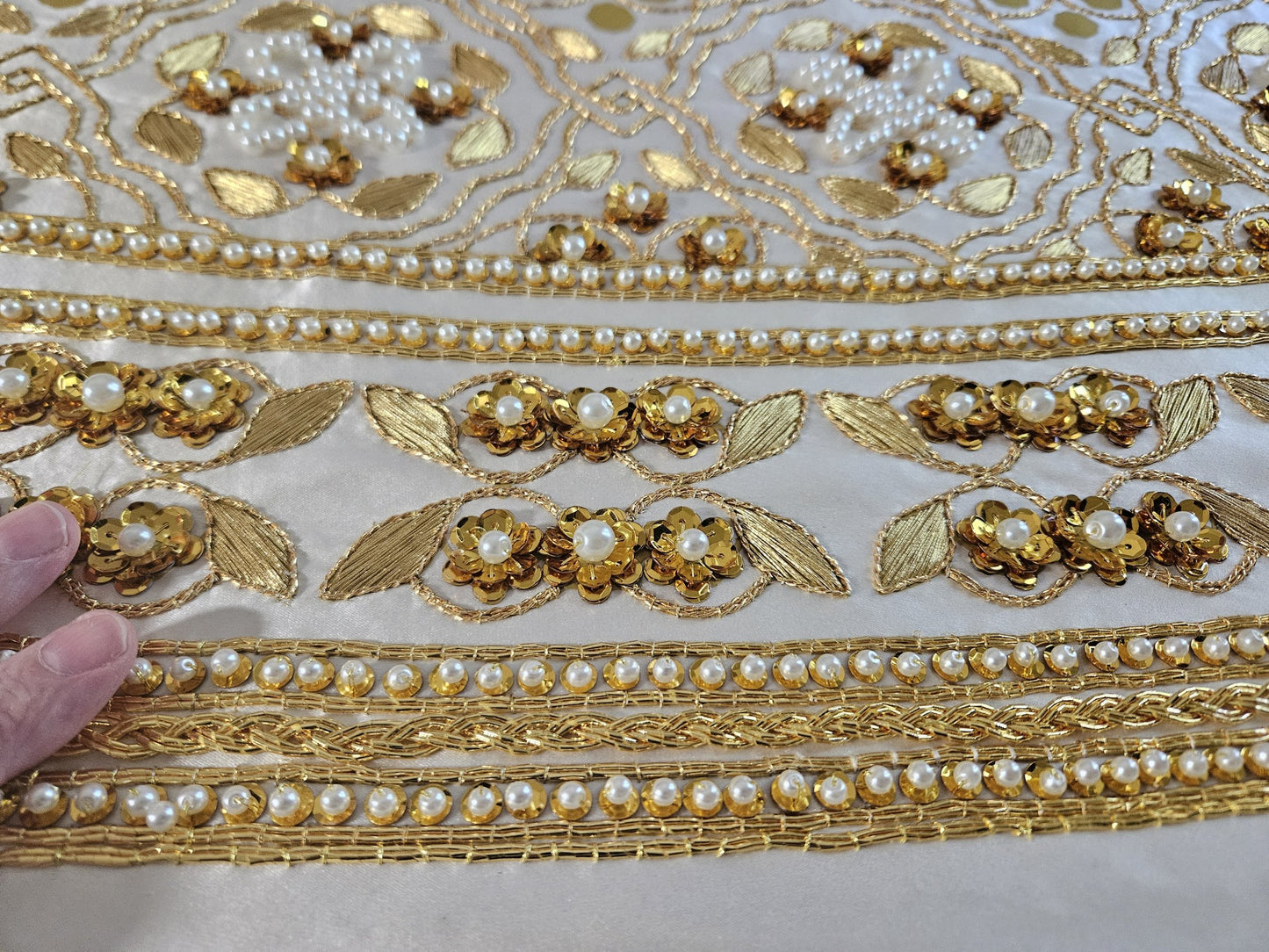 Queen Katherine Parr Underskirt – Ivory &amp; Gold Heavy Bridal Satin | Rare Double-Twist Goldwork | Collector’s Piece