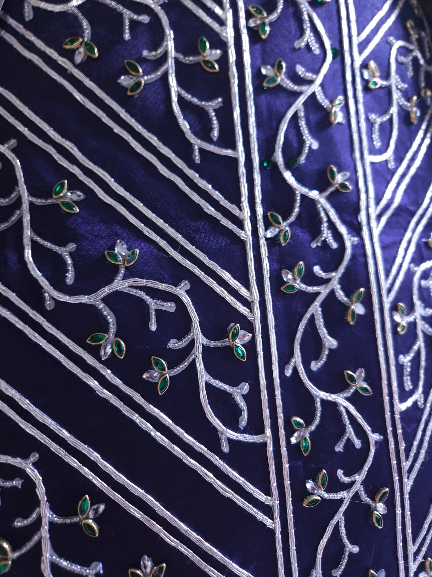 Vines Hand-Embroidered Silverwork Underskirt Panel