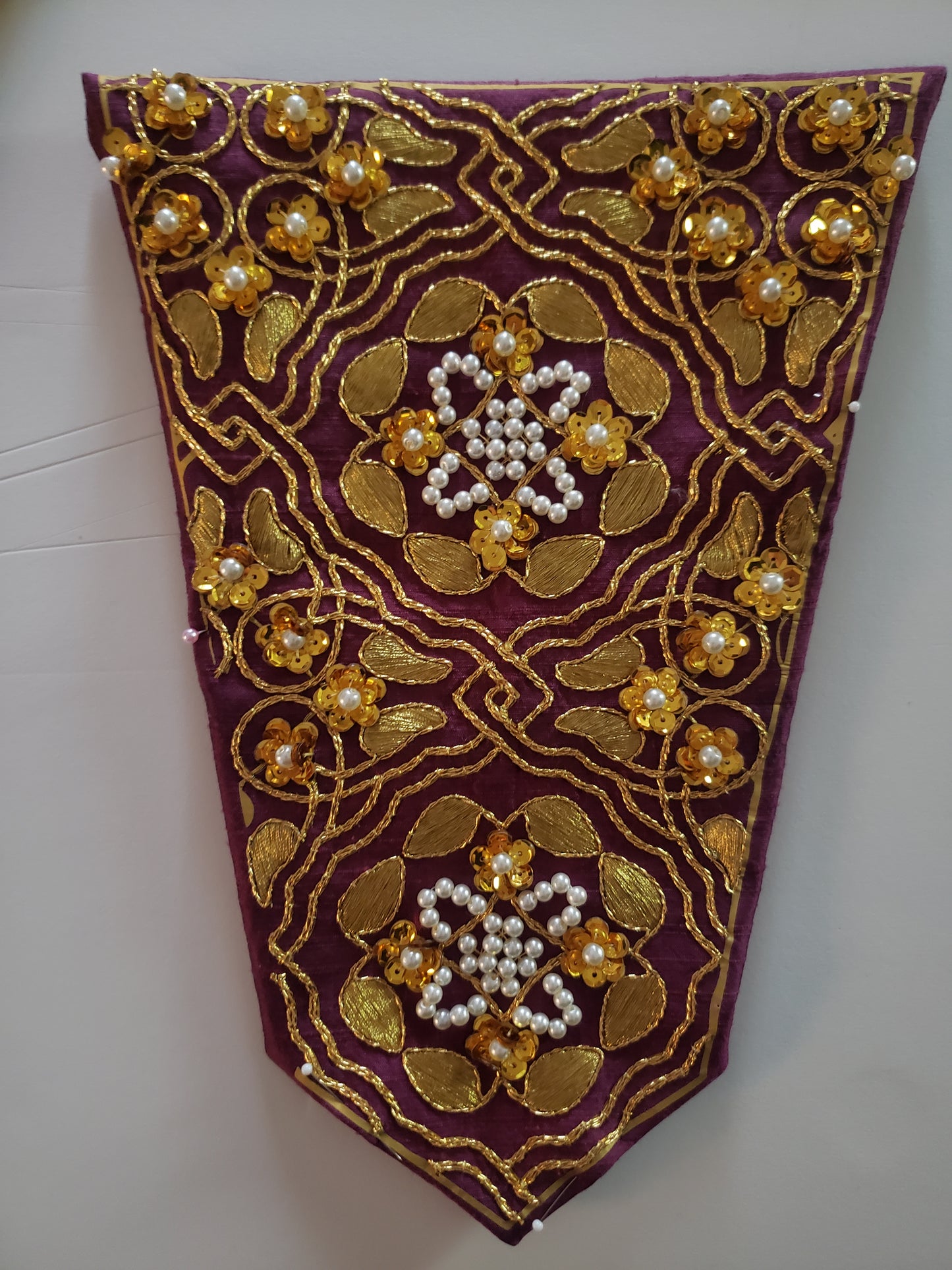 Hand Embroidered Tyrian Purple Bodice Front and Underskirt Panel