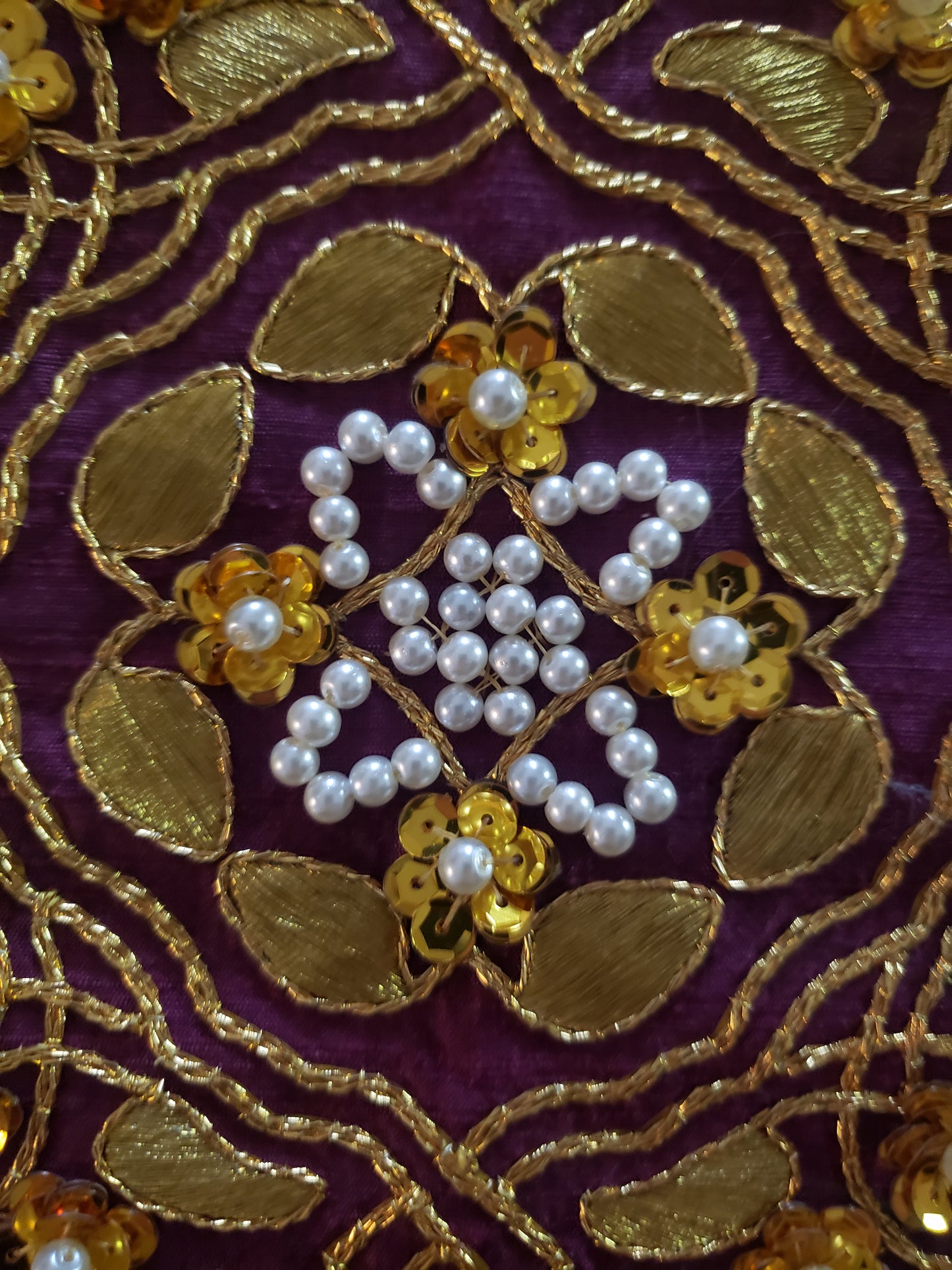 Hand Embroidered Tyrian Purple Bodice Front and Underskirt Panel