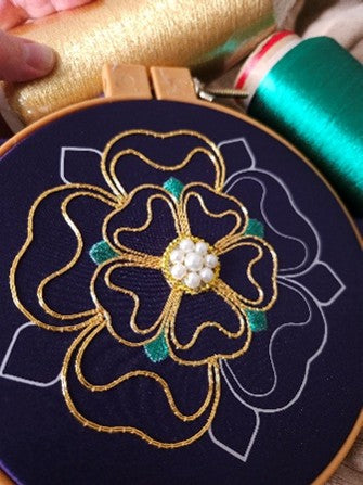 Tudor Rose goldwork embroidery kit #2 Polychrome