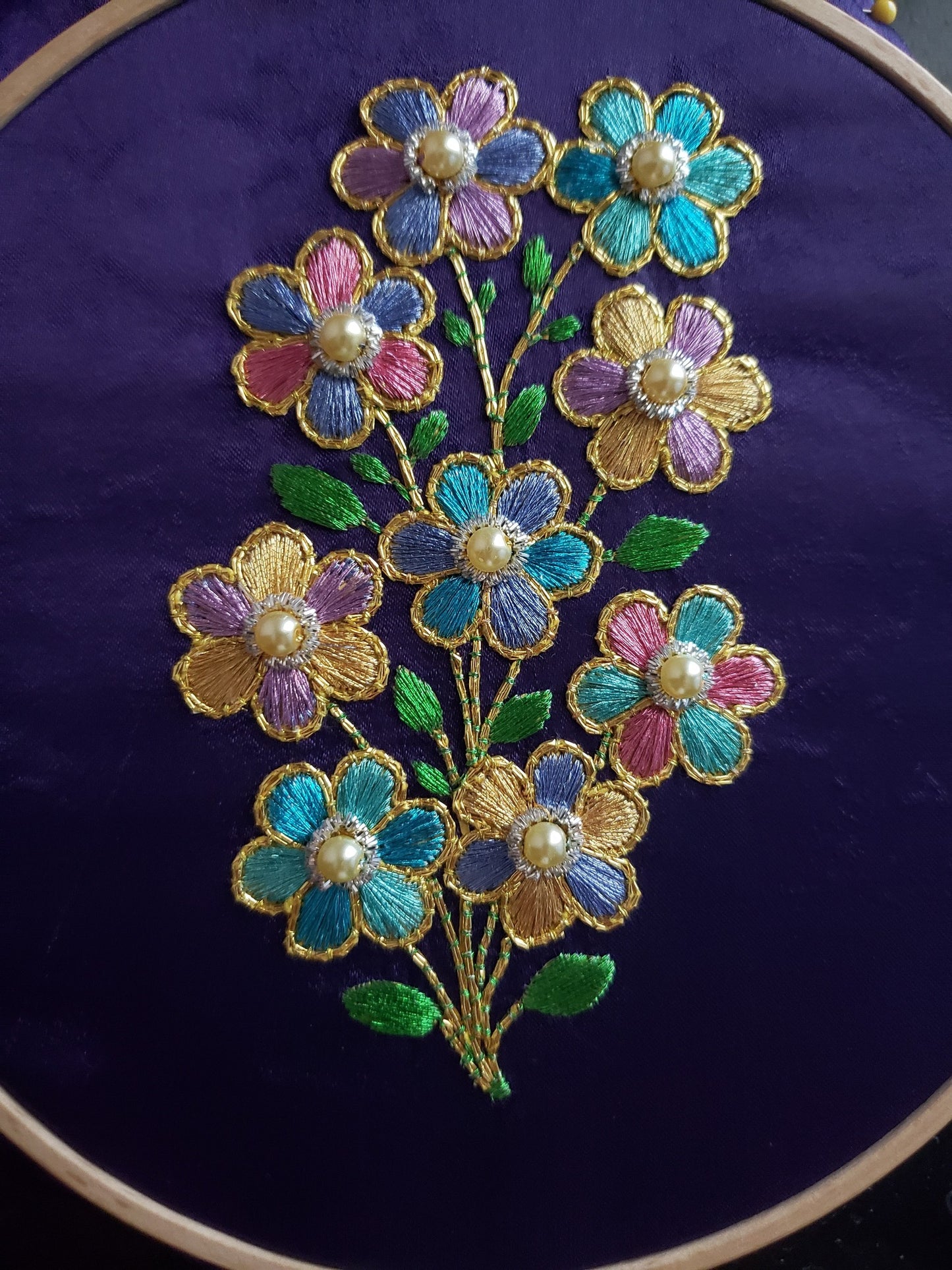 Flower Cluster goldwork embroidery kit