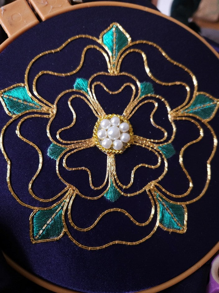 Tudor Rose goldwork embroidery kit #2 Polychrome