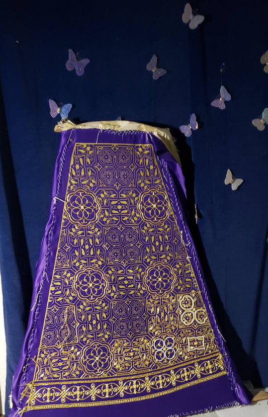 Queen Mary Tudor Replica Set — Hand Goldwork Underskirt Panel & Sleeve Lowers | Custom Commission | Real Gold or Silver Plate
