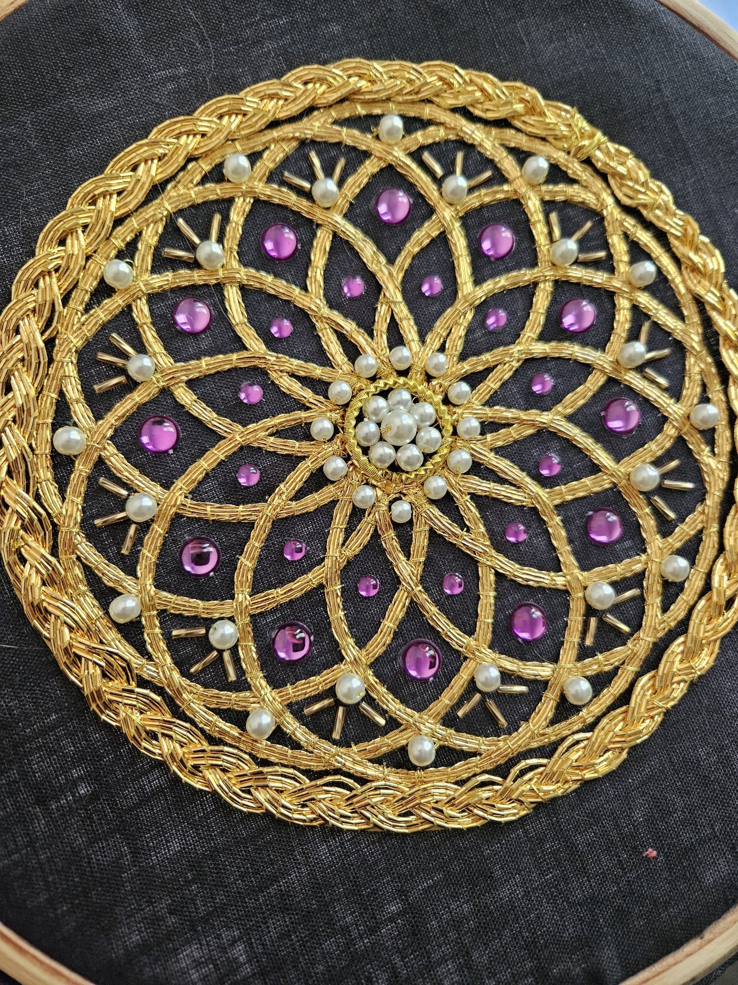 Gothic Rose Window Badge goldwork embroidery kit