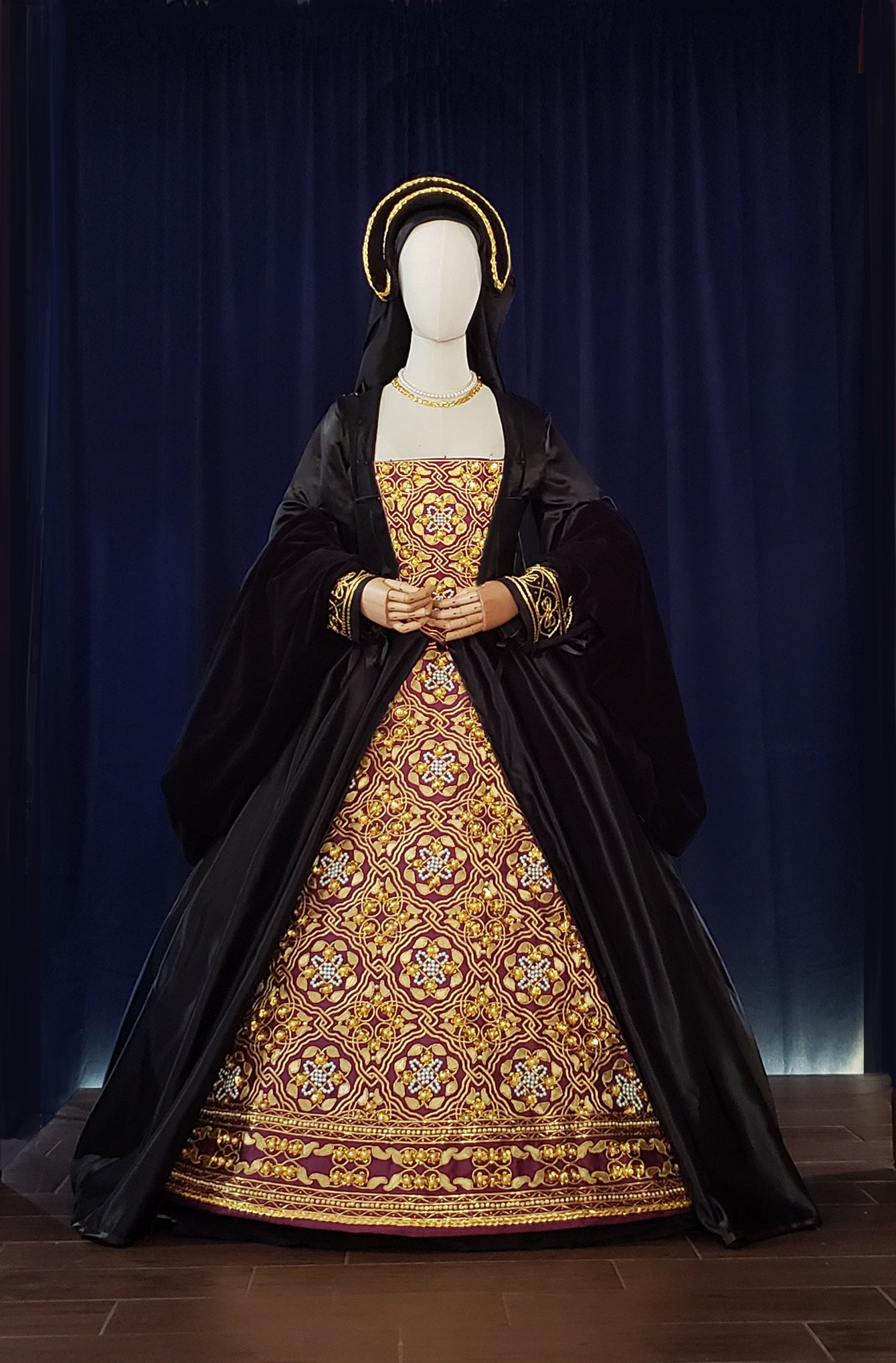 Hand Embroidered Tyrian Purple Bodice Front and Underskirt Panel