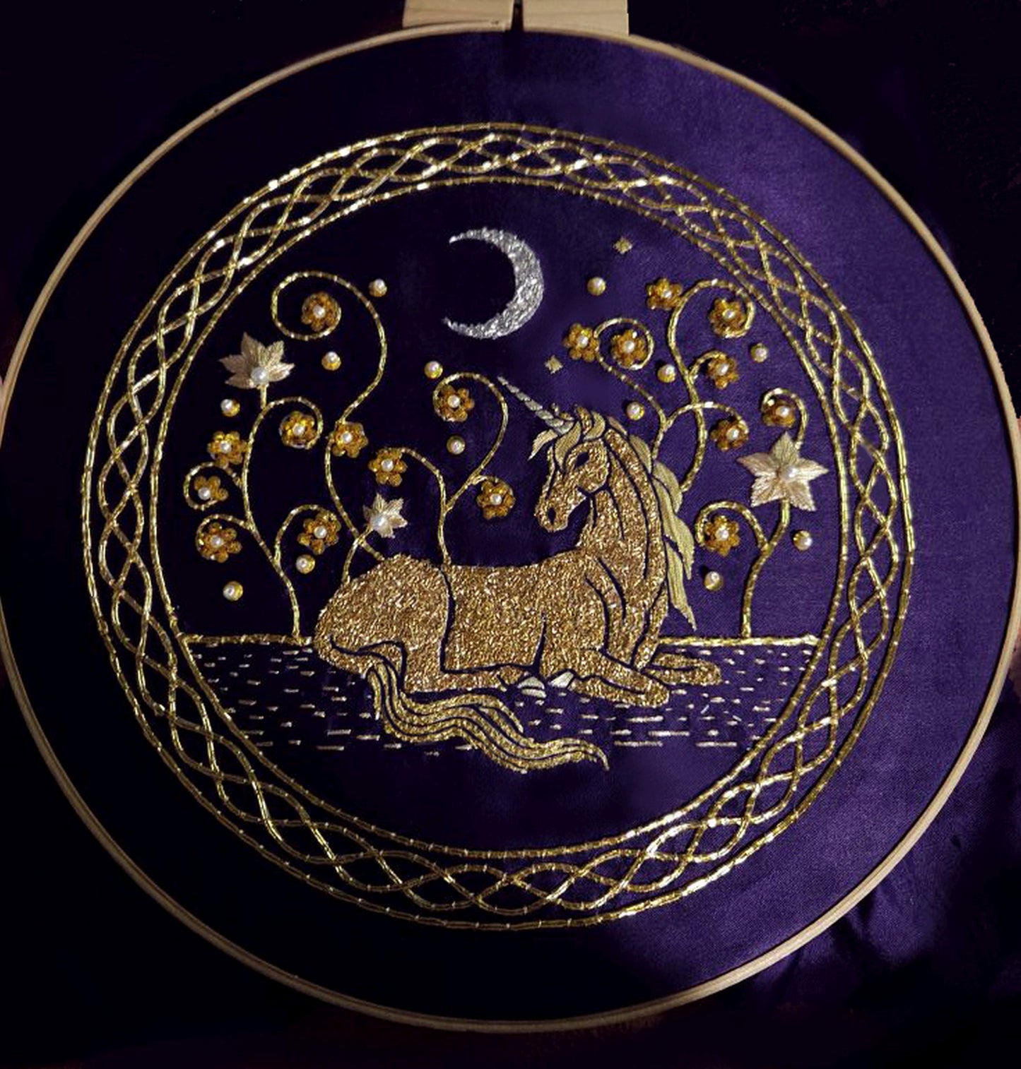 Golden Unicorn goldwork embroidery kit