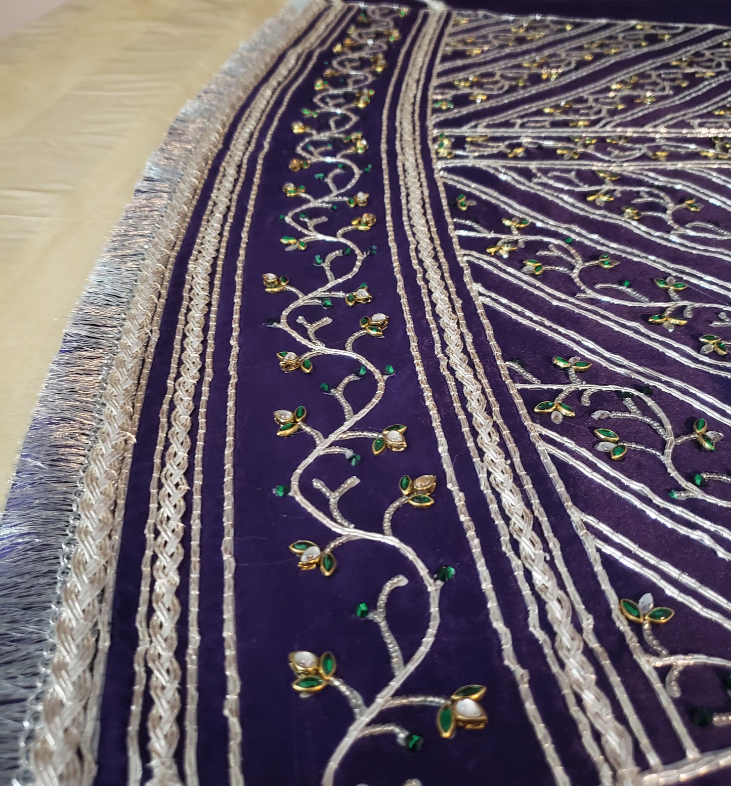 Vines Hand-Embroidered Silverwork Underskirt Panel