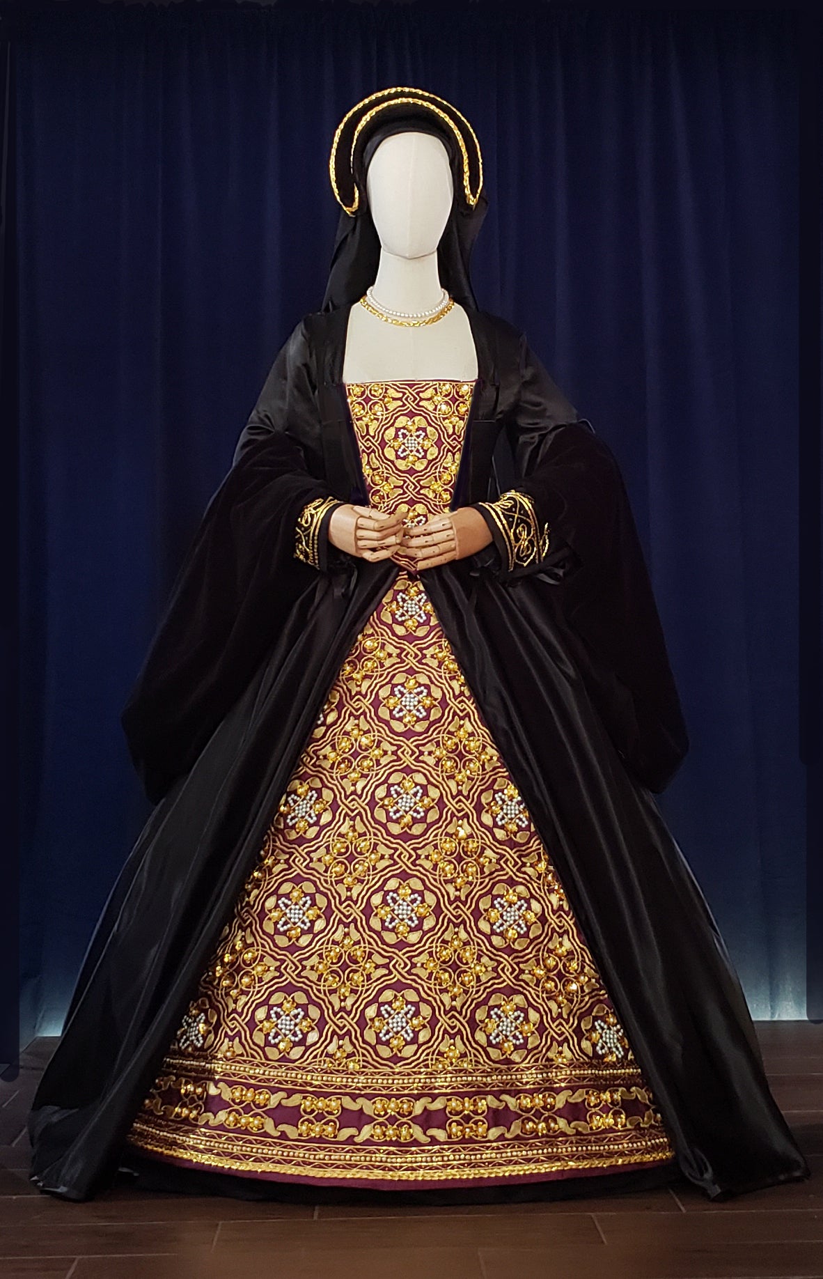 Hand Embroidered Tyrian Purple Bodice Front and Underskirt Panel