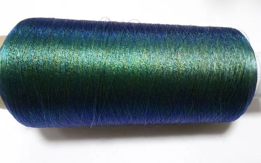 Peacock Iridescent Silver Leaf Passing Thread — Blue/Green Shaded | 4,000 Yards | Extremely Limited